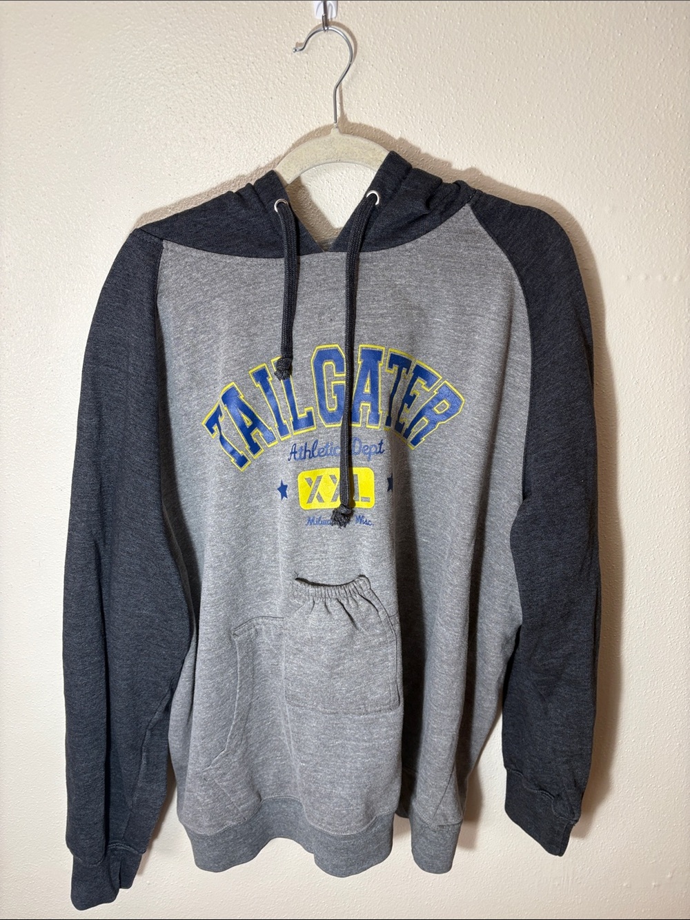 Tailgater Two-Tone Gray Pullover Hoodie with Logo